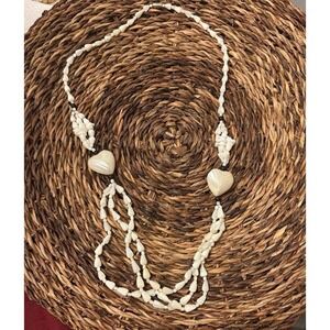 Puffy heart abalone beaded Necklace with barrel clasp